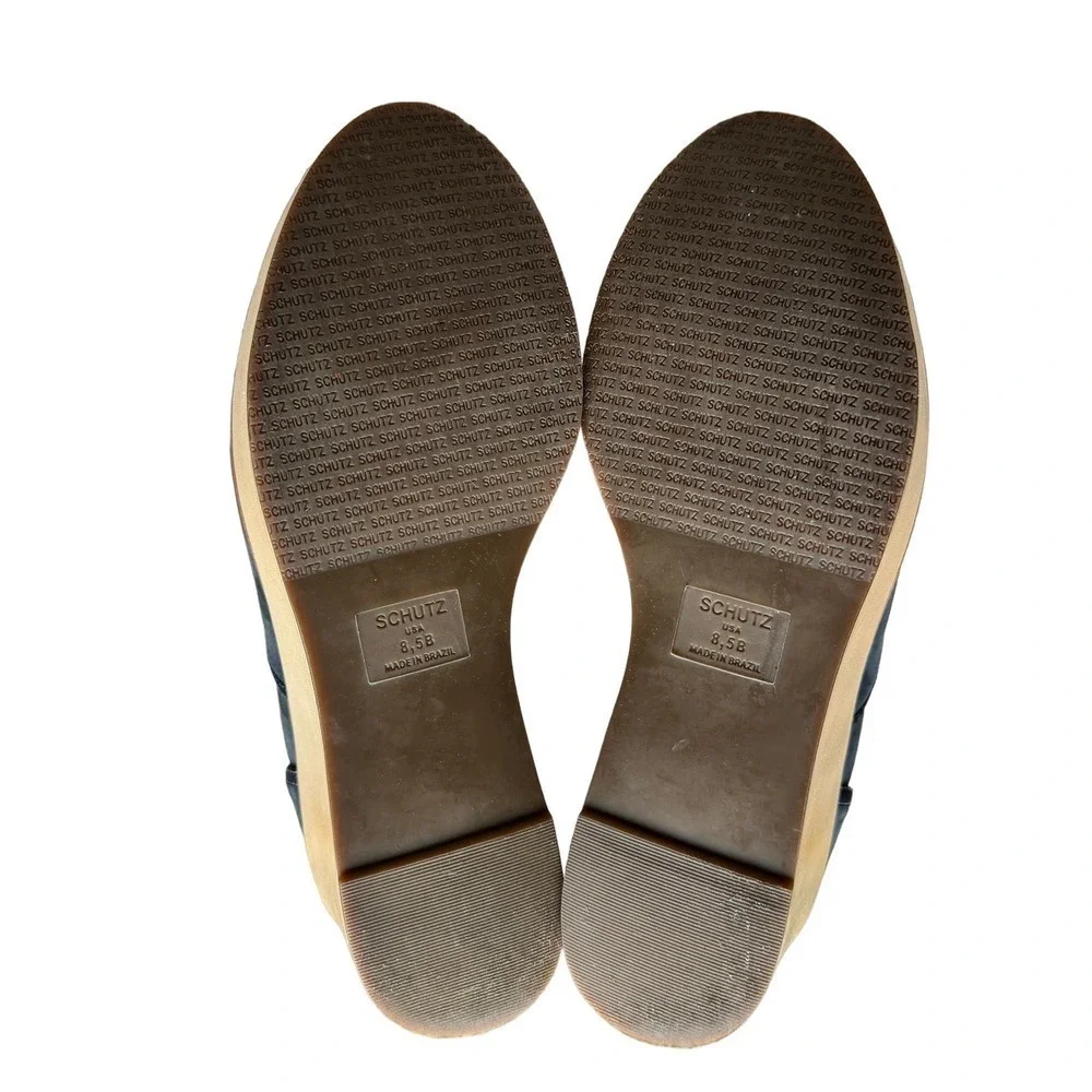 Schutz Oxford Suede Platform Blue Size 8.5 Academia Y2K